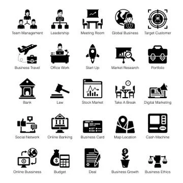 Pack Of Finance Solid Icons Stock-Illustration