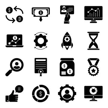 Pack of Finance Solid Icons Stock-Illustration