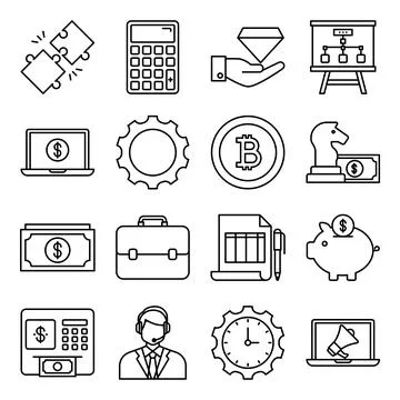 Pack of Financial Linear Icons Stock-Illustration