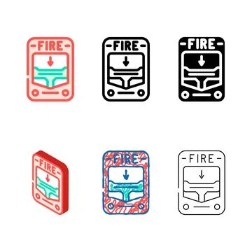 Pack fire alarm alert color icon vector 库存插图