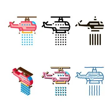 Pack fire dept helicopter icon outline Stock Illustration