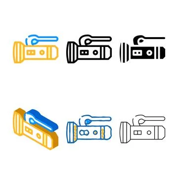 Pack flashlight diver device color icon vector Stock Illustration
