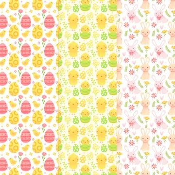 Pack of flat easter day patterns Illustrazione stock