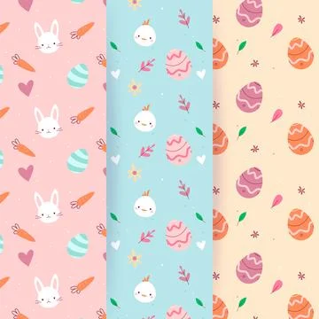 Pack of flat easter day patterns Illustrazione stock