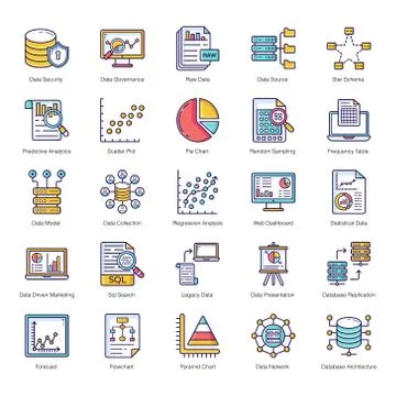 Pack Of Flat Icon Vectors Stock Illustration