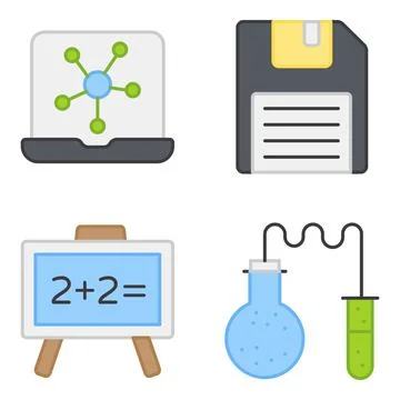 Pack of Floppy Flat Icons Stock Illustration
