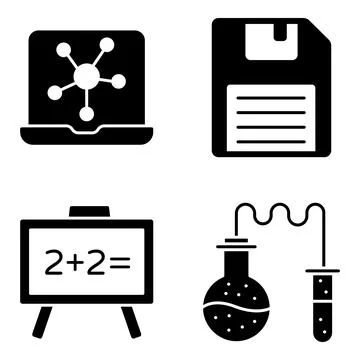 Pack of Floppy Glyph Icons Illustrazione stock