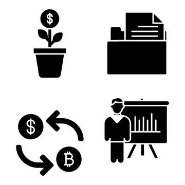 Pack of Folder Glyph Icons Stock Illustration