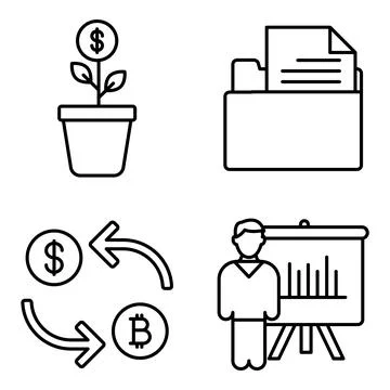 Pack of Folder Linear Icons Stock Illustration