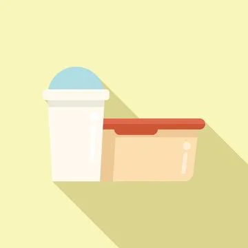 Pack of food container icon flat vector. School box Stockillustratie