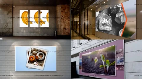 Pack. Four templates in one project. Stockmateriaal After Effects