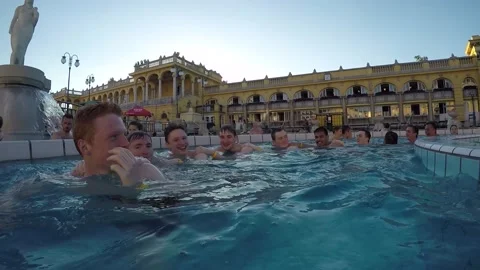 A pack of friends having a fun time at the public pool Stock Footage 204525245