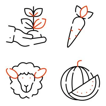 Pack of Fruit and Vegetable Linear Icons Stock-Illustration