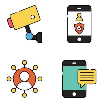 Pack of Gdpr Flat Icons Stock Illustration
