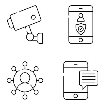 Pack of Gdpr Linear Icons Stock Illustration