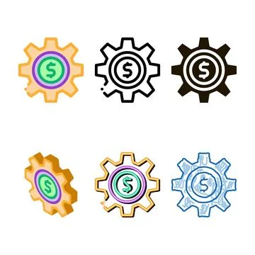 Pack gear dollar coin icon vector outline Stock Illustration