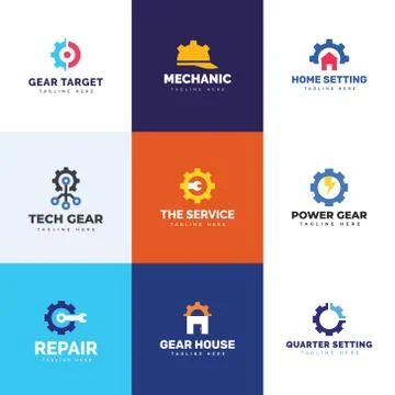 Pack of Gear Logo Vectors Stock Illustration