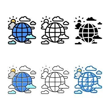 Pack global climate color icon vector Stock Illustration