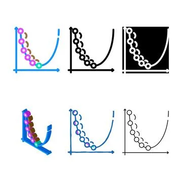 Pack gradient descent algorithm color icon vector 스톡 일러스트