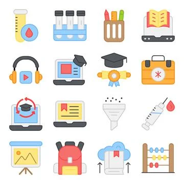 Pack of Graduation Flat Icons Illustrazione stock