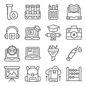 Pack of Graduation Linear Icons Stock Illustration