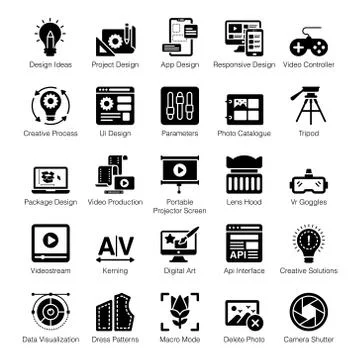 Pack Of Graphics Solid Icons Stock Illustration