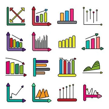 Pack of Graphs Flat Icons Stock-Illustration