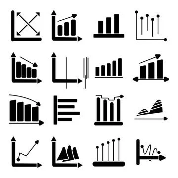 Pack of Graphs Glyph  Icons Stock-Illustration