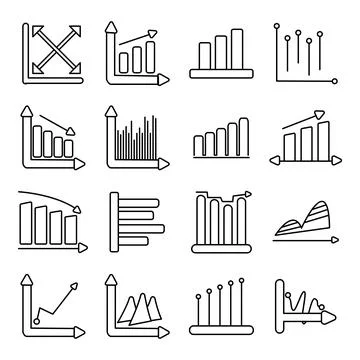 Pack of Graphs linear  Icons Illustrazione stock