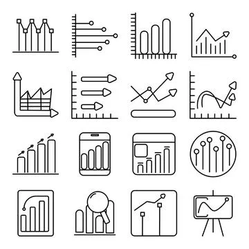 Pack of Growth Chart linear  Icons Stock Illustration
