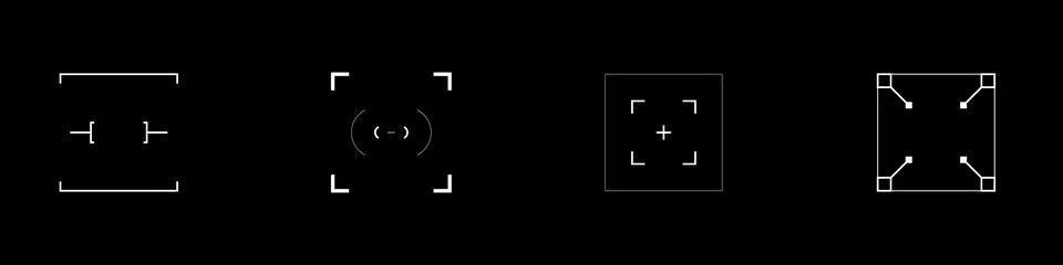 A pack of GUI futuristic rectangle aims, HUD targets. Stock Illustration