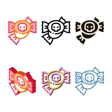 Pack halloween candy icon vector outline Stock Illustration