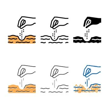 Pack hand sowing seeds in ground color icon vector Stock Illustration