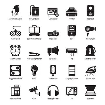 Pack Of Hardware Solid Icons Stock Illustration