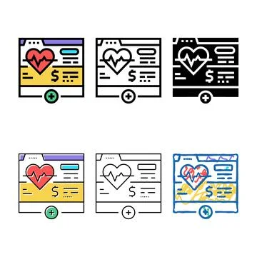 Pack health web site subscription color icon vector Stock Illustration