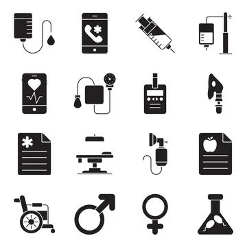 Pack of Healthcare Solid Icons Stock Illustration