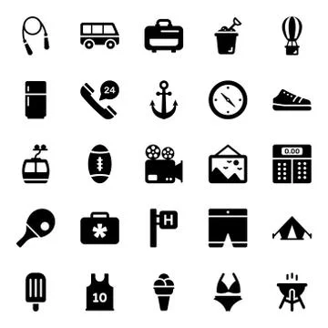 Pack Of Hobbies Filled Icons Illustrazione stock