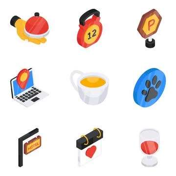 Pack of Holiday and Summer Flat Icon Stock Illustration
