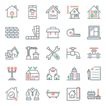 Pack Of Home Flat Icons Stock Illustration