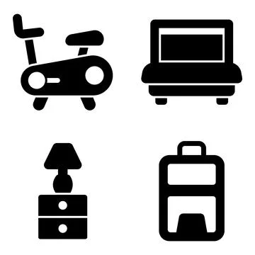 Pack of Hotel and Journey Solid Icons Stock Illustration