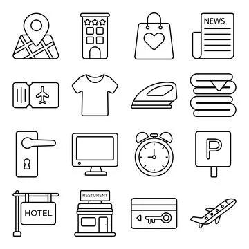 Pack of Hotel Linear Icons Stock Illustration