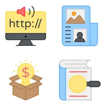 Pack of Http Flat Icons Stock-Illustration