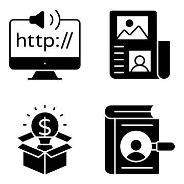 Pack of Http Glyph Icons Stock-Illustration