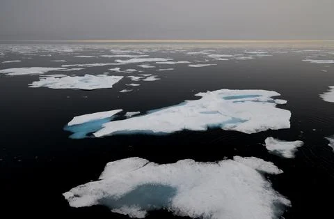 Pack ice north of Svalbard Stock Photos