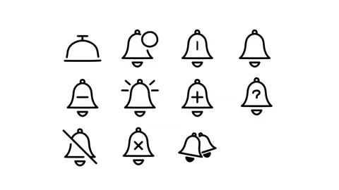 Pack icon of bell, alarm, notification, ring, reminder, schedule, concierge bell 스톡 동영상 304462416