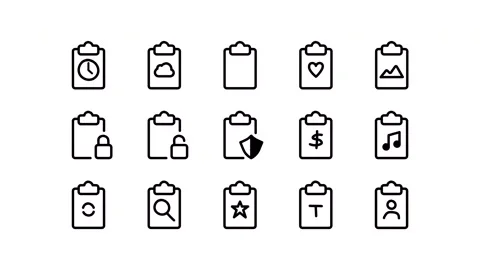 Pack icon of document, file, page, paper, folder, files, report, archive, format Stock Footage 304461736