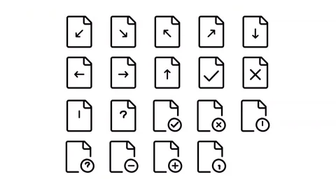 Pack icon of document, file, page, paper, folder, files, report, archive, format Video stock 304462196