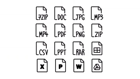 Pack icon of document, file, page, paper, folder, files, report, archive, format 스톡 동영상 304462235