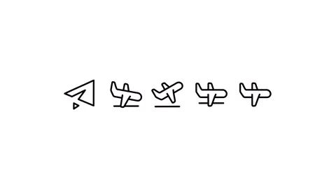 Pack icon of plane, airplane, flight, travel, airport, vacation, trip, send 스톡 동영상 305580736