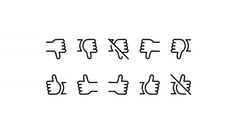 Pack icon of thumbs up, thumb down, like, deslike, unlike, up vote, down vote Stock Footage 305580889